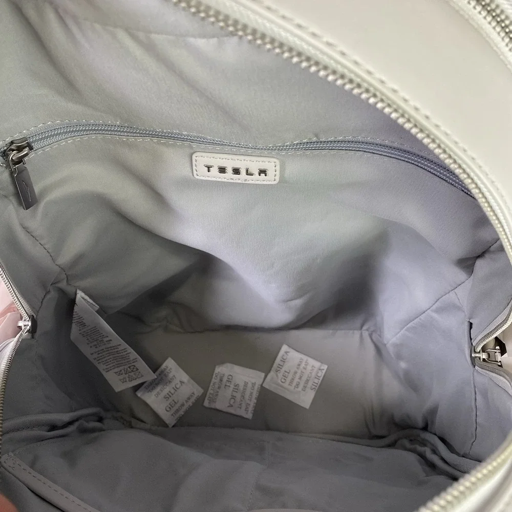 Tesla Cybertruck Elevate Backpack Grey Vegan Leather Tesla Store w/ Satin Cover‎